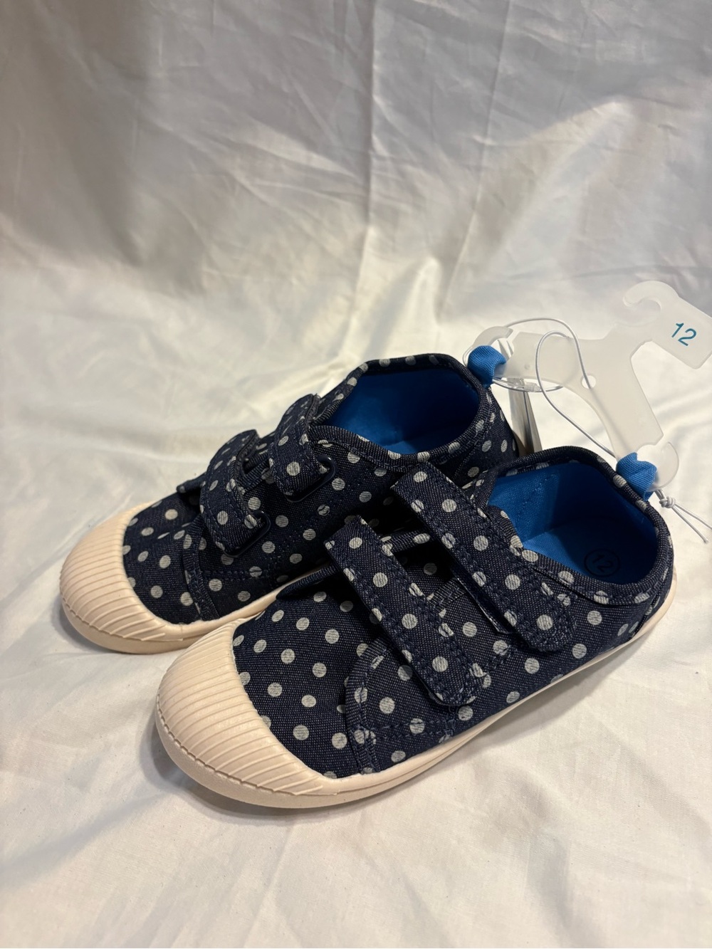 Parker Navy Polka Dot Kids Sneakers with Cream Toe
